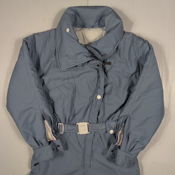 Vintage Bogner Ski Suit Womens 12 Blue One Piece Snowsuit Belted Puffer Retro - Picture 5 of 16